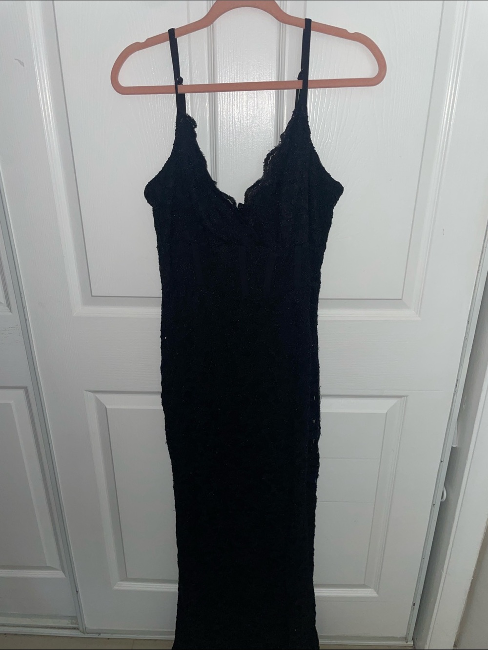 Black Lace Slip Dress with Thin Straps